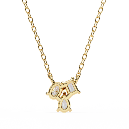 LGD Pendant 3 Stone (0.92ct ) In 14K Gold Without Chain