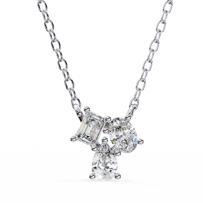 LGD Pendant 3 Stone (0.92ct ) In 14K Gold Without Chain