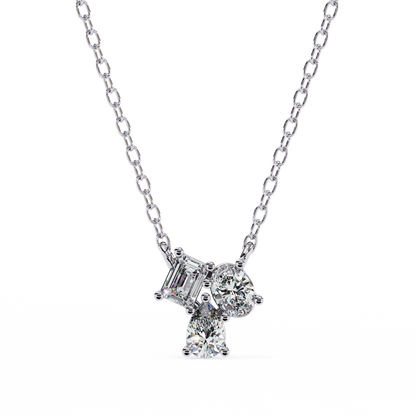 LGD Pendant 3 Stone (0.92ct ) In 14K Gold Without Chain