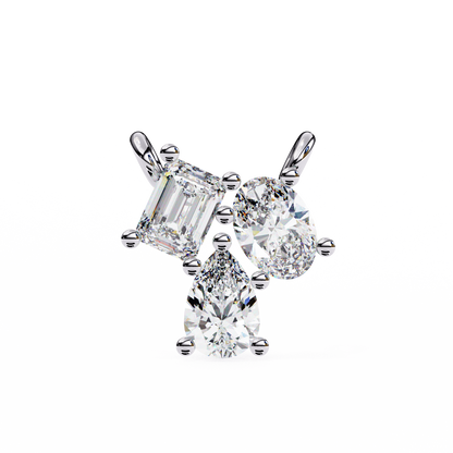 LGD Pendant 3 Stone (0.92ct ) In 14K Gold Without Chain