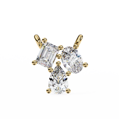 LGD Pendant 3 Stone (0.92ct ) In 14K Gold Without Chain