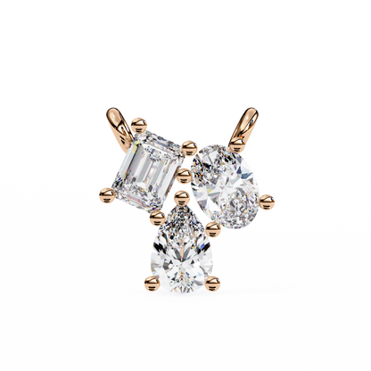 LGD Pendant 3 Stone (0.92ct ) In 14K Gold Without Chain