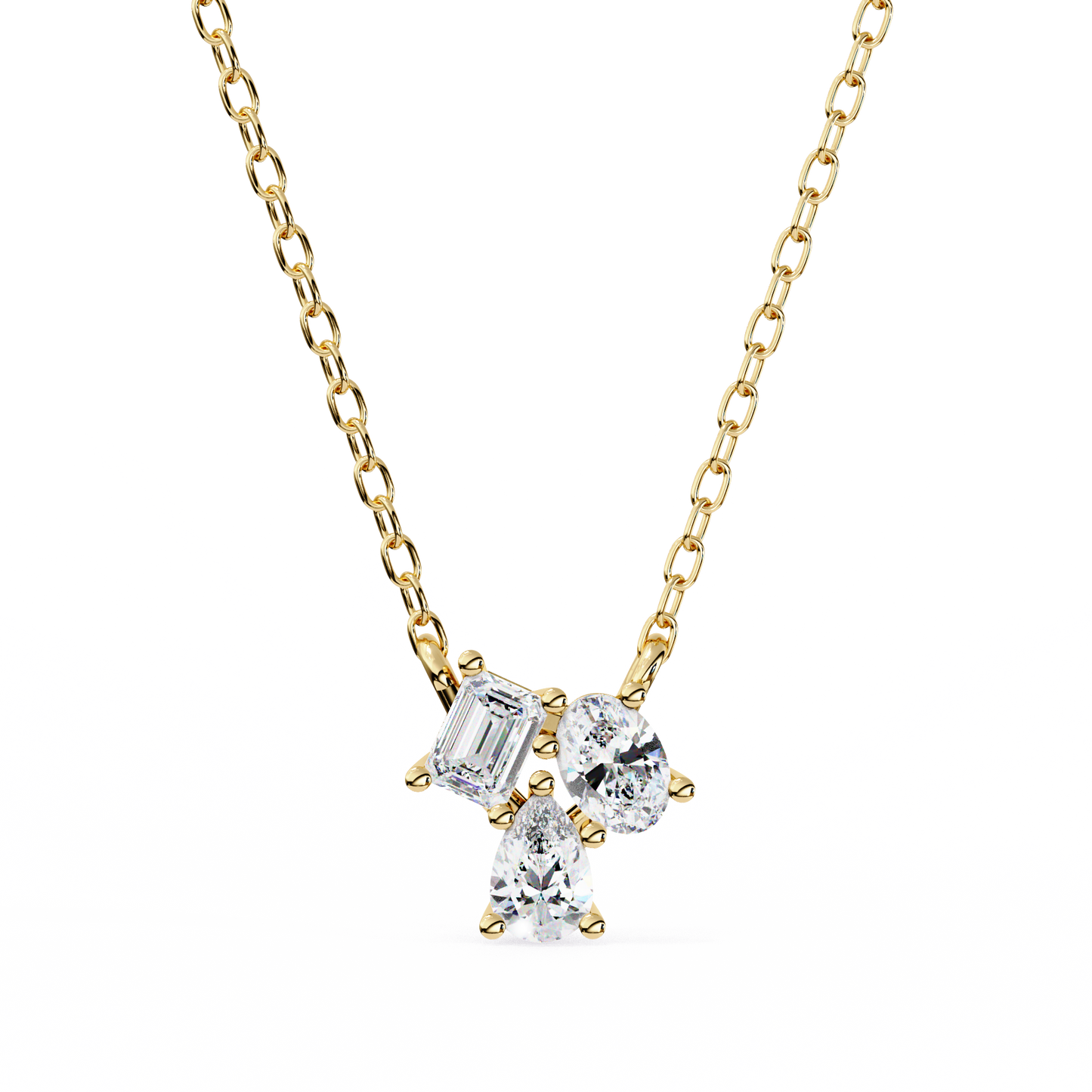 lgd pendant 3 stone (0.92ct ) in 14k gold without chain