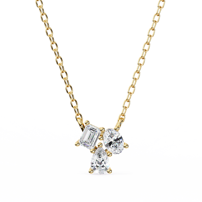 LGD Pendant 3 Stone (0.92ct ) In 14K Gold Without Chain
