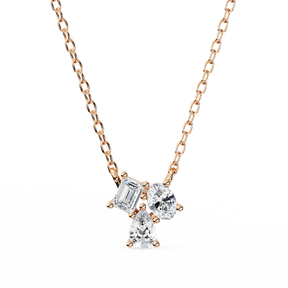 LGD Pendant 3 Stone (0.92ct ) In 14K Gold Without Chain