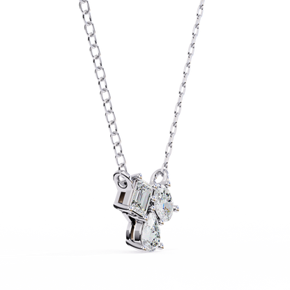 LGD Pendant 3 Stone (0.92ct ) In 14K Gold Without Chain