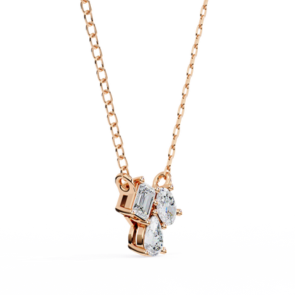 LGD Pendant 3 Stone (0.92ct ) In 14K Gold Without Chain