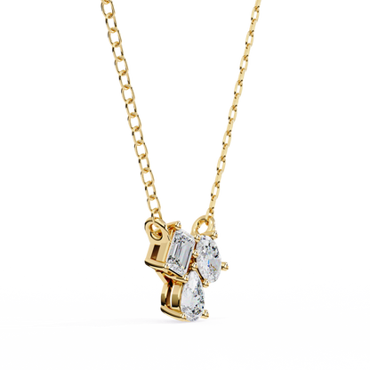 LGD Pendant 3 Stone (0.92ct ) In 14K Gold Without Chain