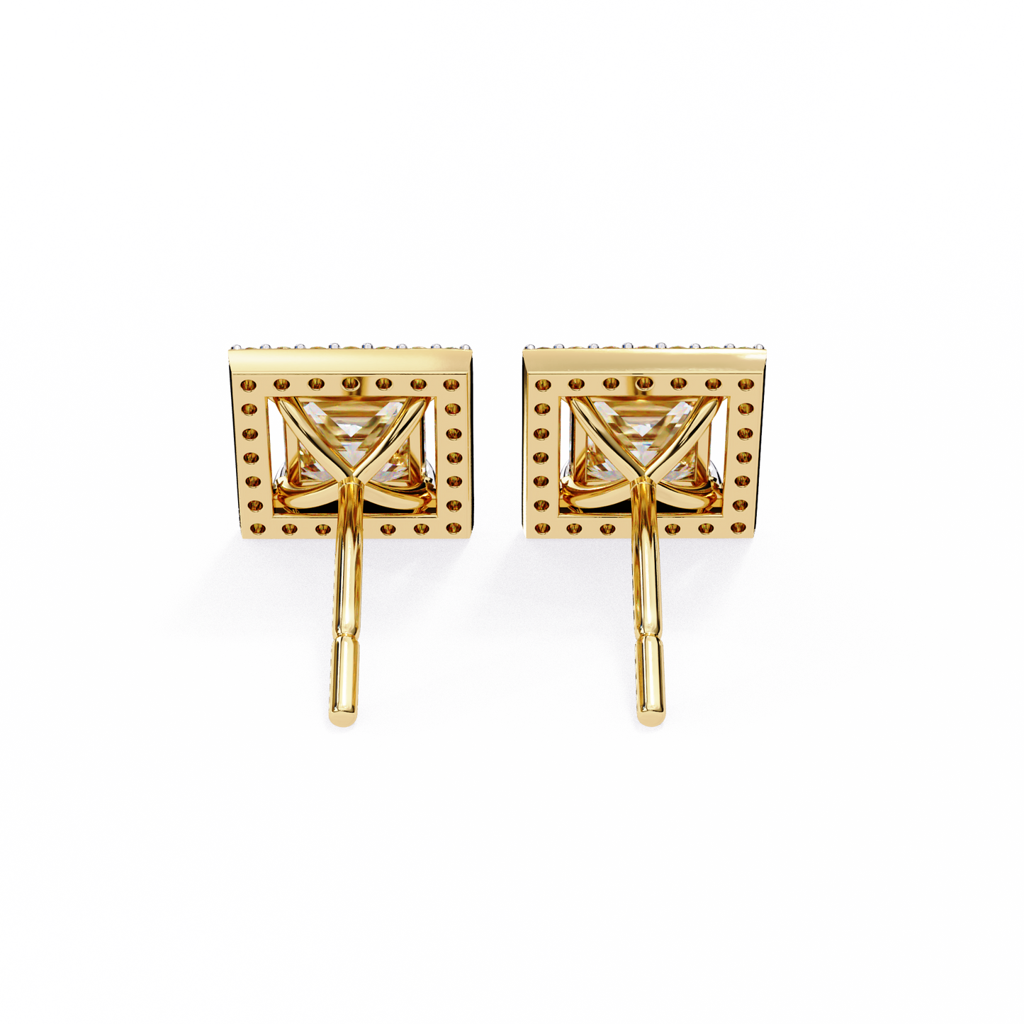 1.70 carat princess cut halo diamond stud earrings - everyday fine jewelry