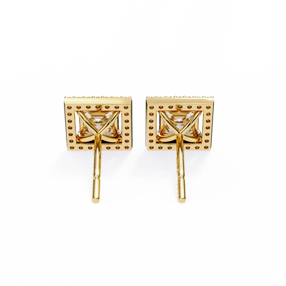 1.70 Carat Princess Cut Halo Diamond Stud Earrings - Everyday Fine Jewelry