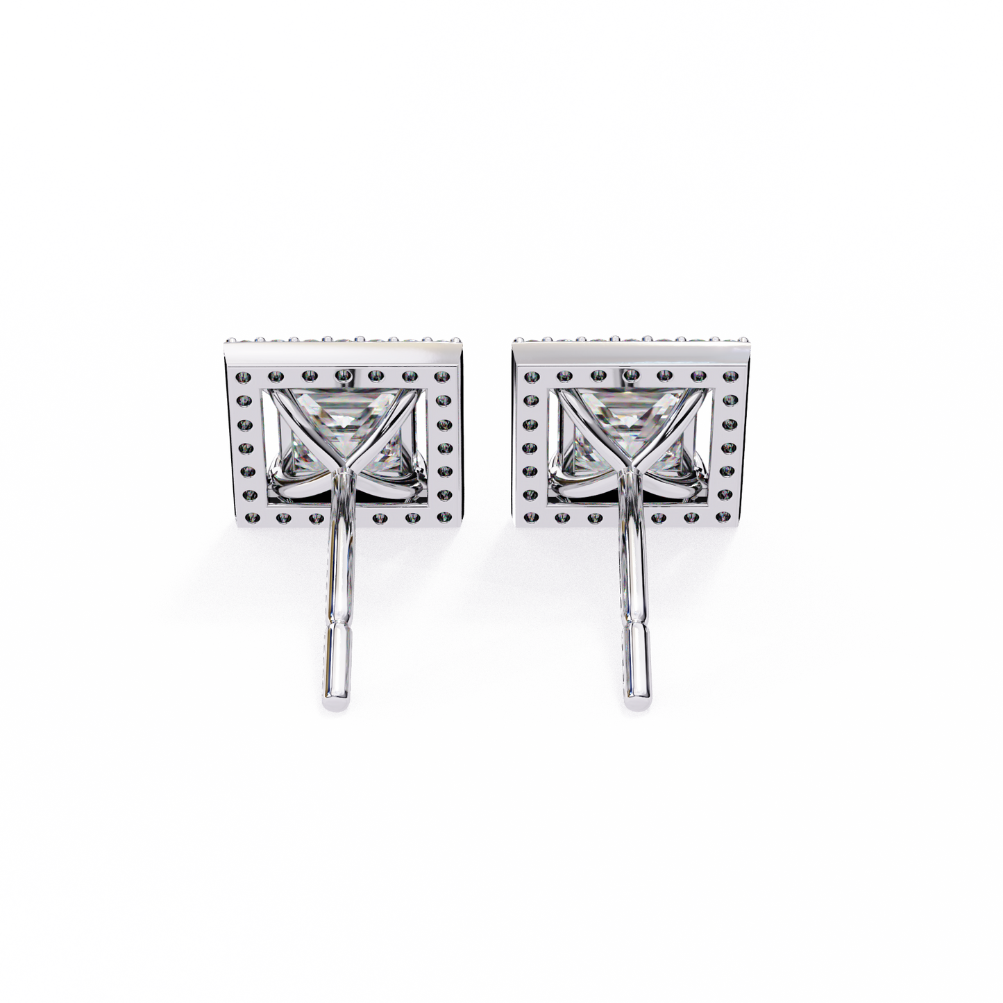 1.70 carat princess cut halo diamond stud earrings - everyday fine jewelry
