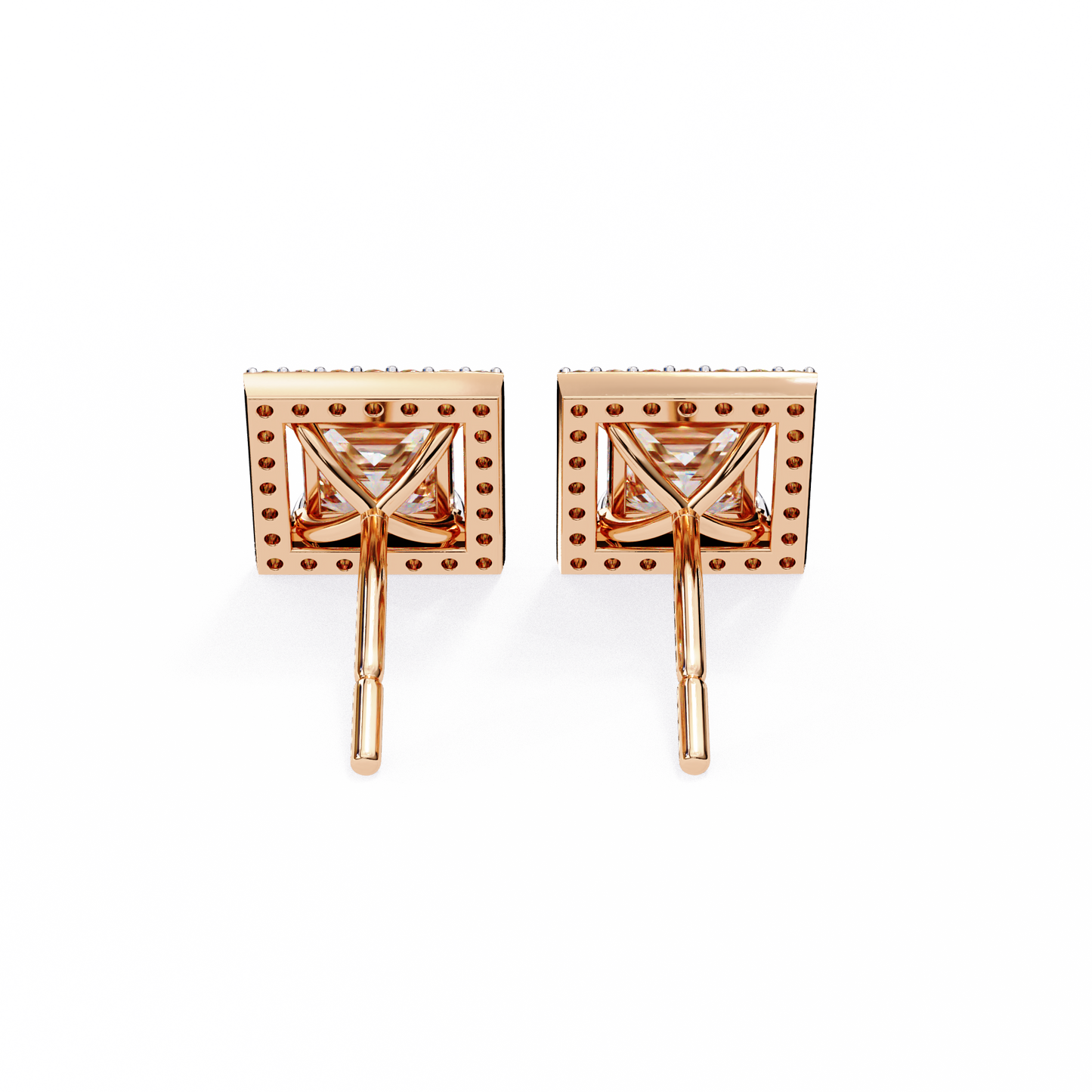 1.70 carat princess cut halo diamond stud earrings - everyday fine jewelry
