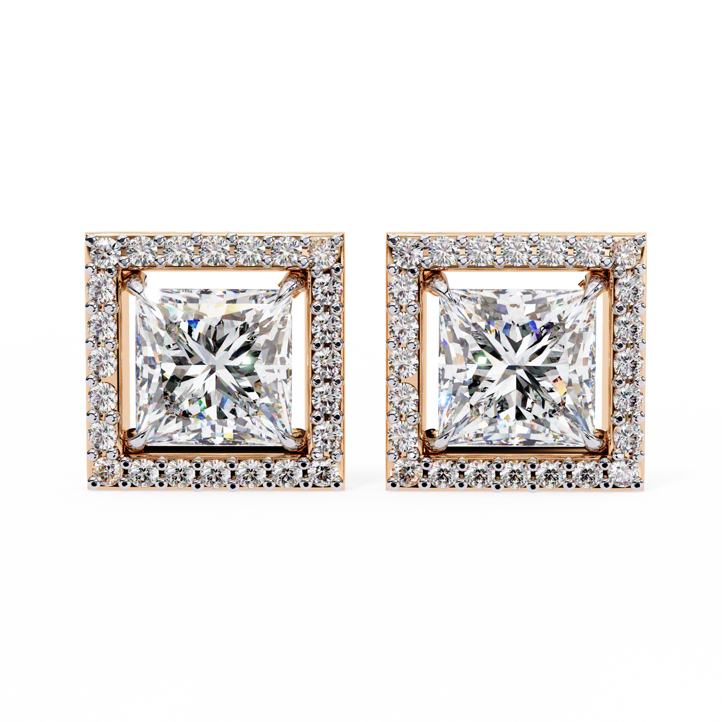 1.70 carat princess cut halo diamond stud earrings - everyday fine jewelry