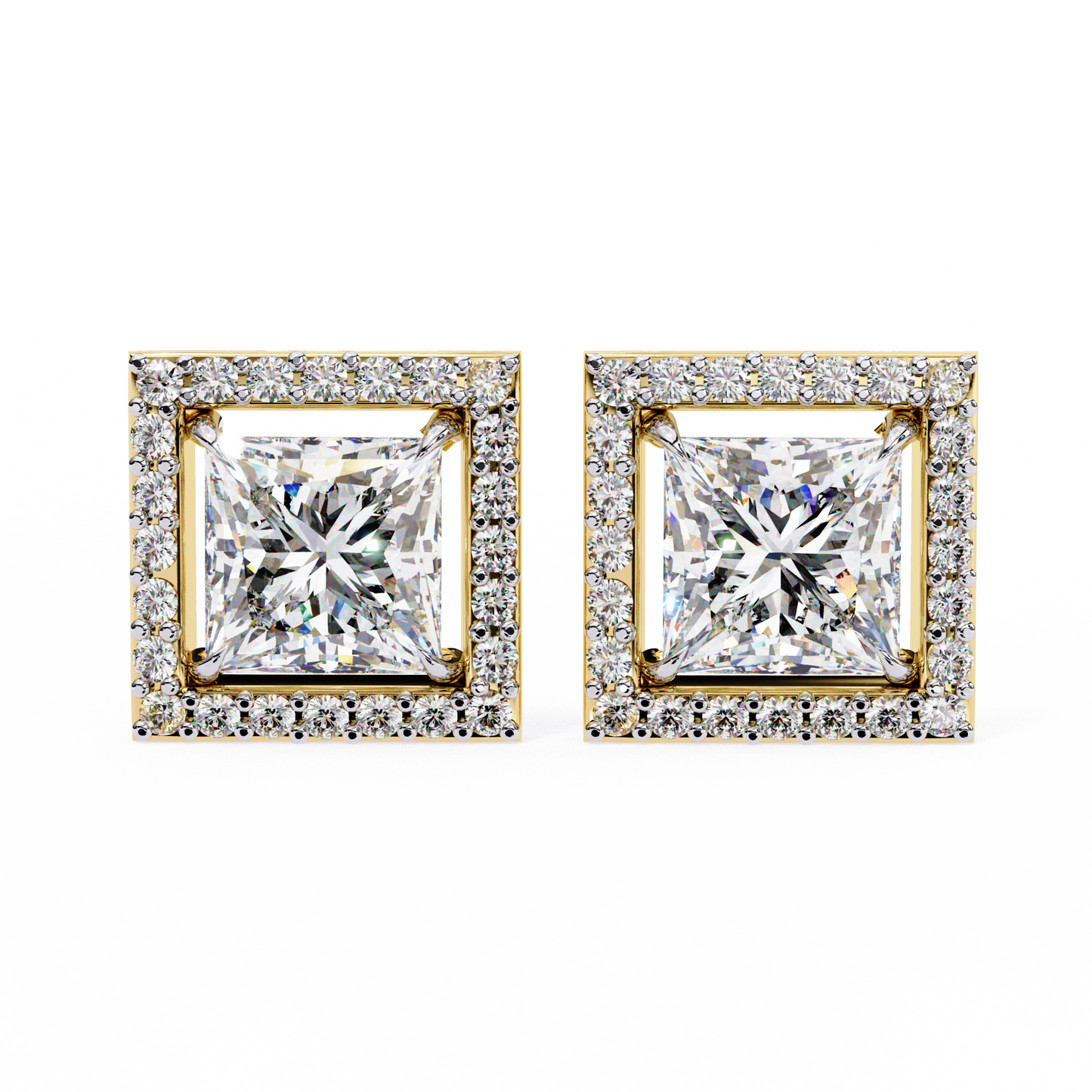 1.70 carat princess cut halo diamond stud earrings - everyday fine jewelry