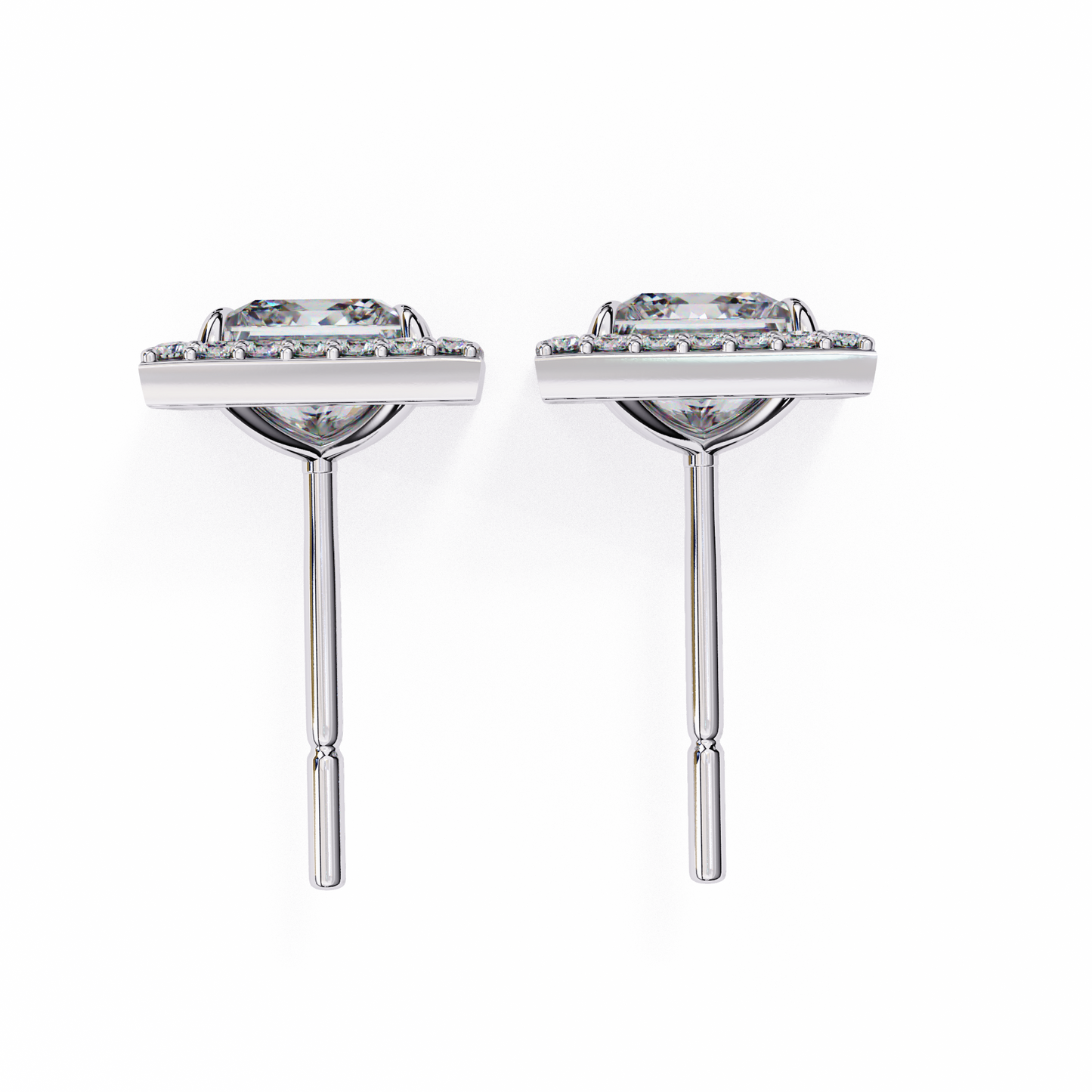 1.70 carat princess cut halo diamond stud earrings - everyday fine jewelry