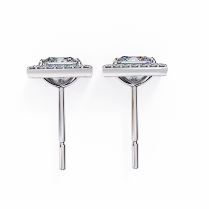 1.70 Carat Princess Cut Halo Diamond Stud Earrings - Everyday Fine Jewelry