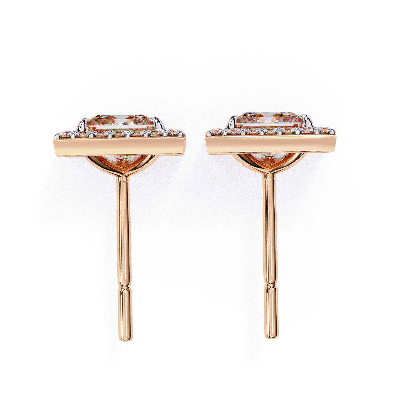 1.70 carat princess cut halo diamond stud earrings - everyday fine jewelry