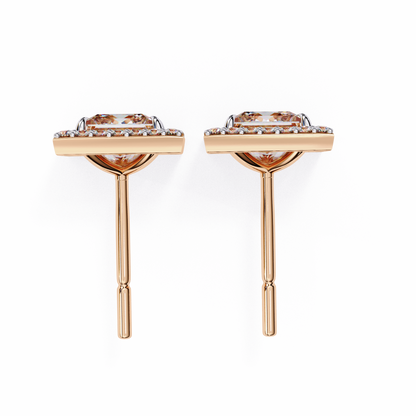 1.70 Carat Princess Cut Halo Diamond Stud Earrings - Everyday Fine Jewelry