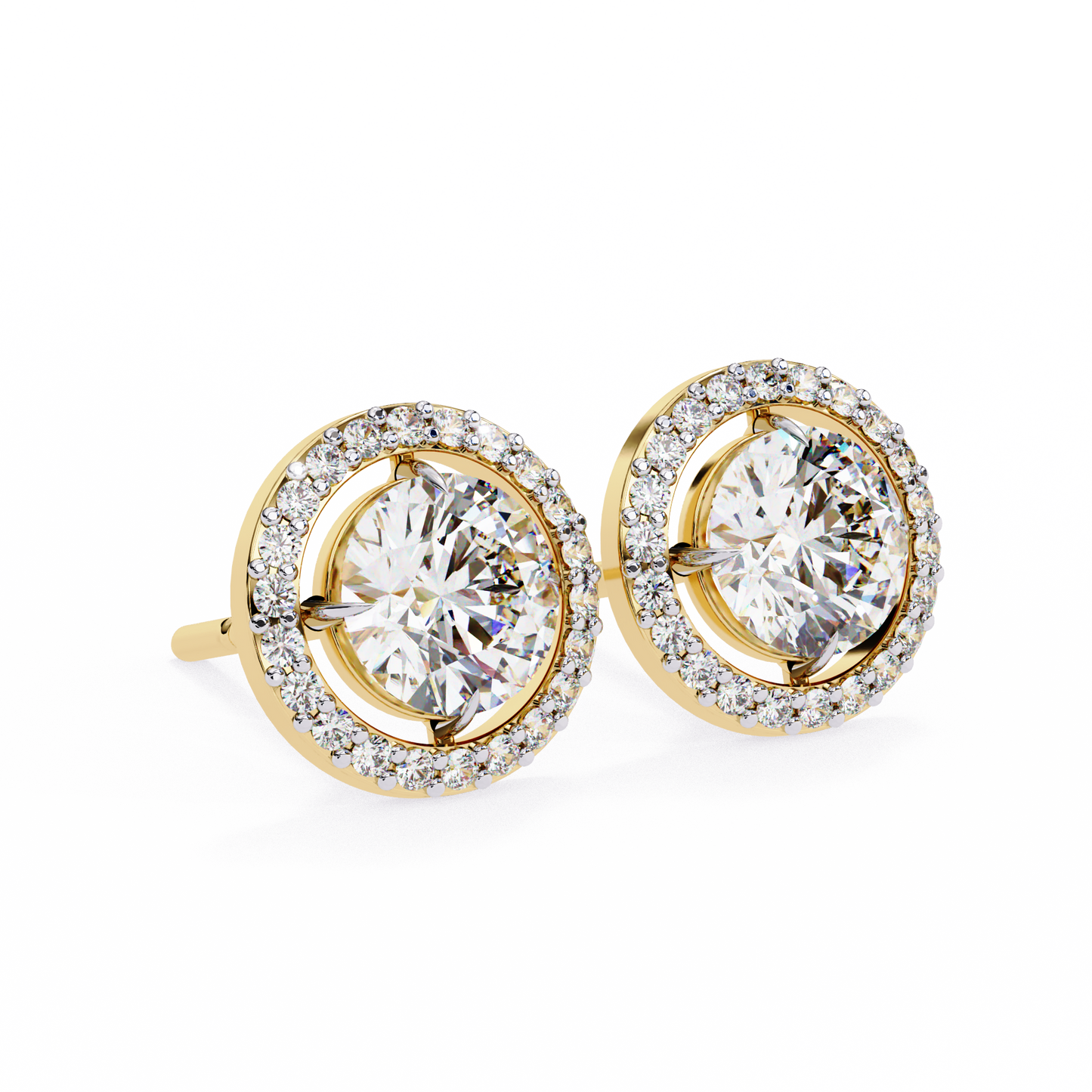 1.82 carat round cut halo diamond stud earrings - everyday fine jewelry