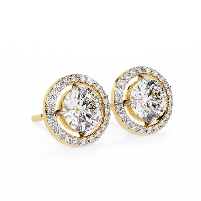 1.82 Carat Round Cut Halo Diamond Stud Earrings - Everyday Fine Jewelry