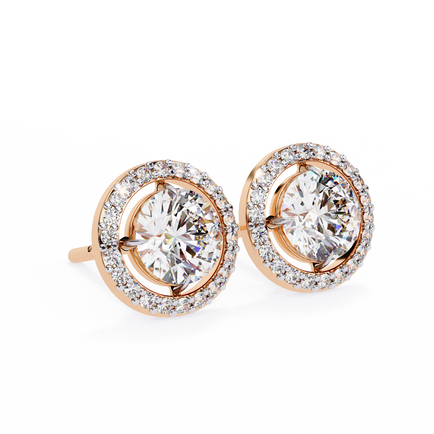 1.82 carat round cut halo diamond stud earrings - everyday fine jewelry