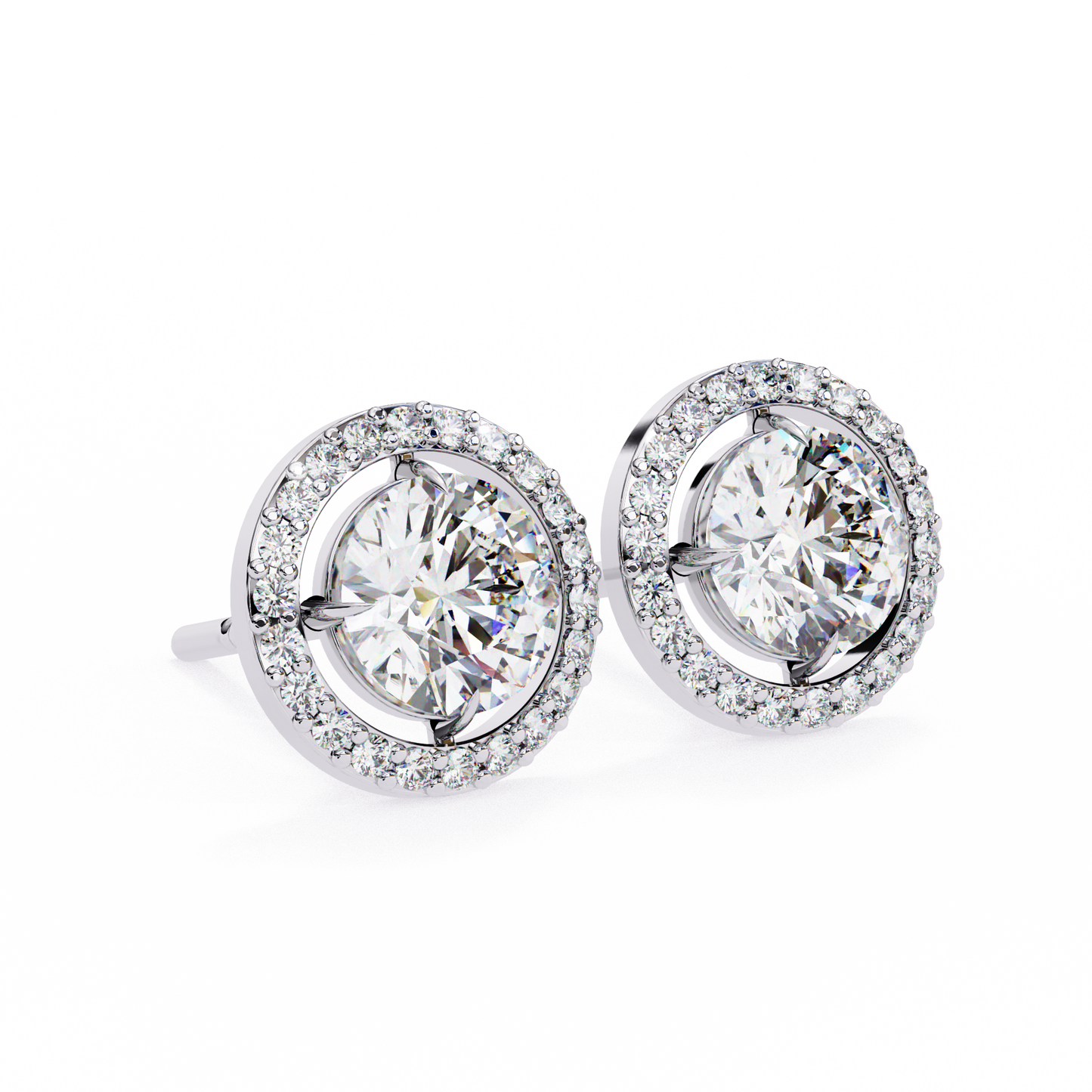 1.82 carat round cut halo diamond stud earrings - everyday fine jewelry