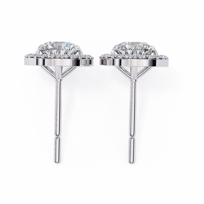 1.82 Carat Round Cut Halo Diamond Stud Earrings - Everyday Fine Jewelry