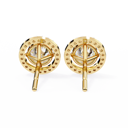 1.82 Carat Round Cut Halo Diamond Stud Earrings - Everyday Fine Jewelry