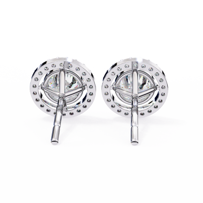 1.82 Carat Round Cut Halo Diamond Stud Earrings - Everyday Fine Jewelry