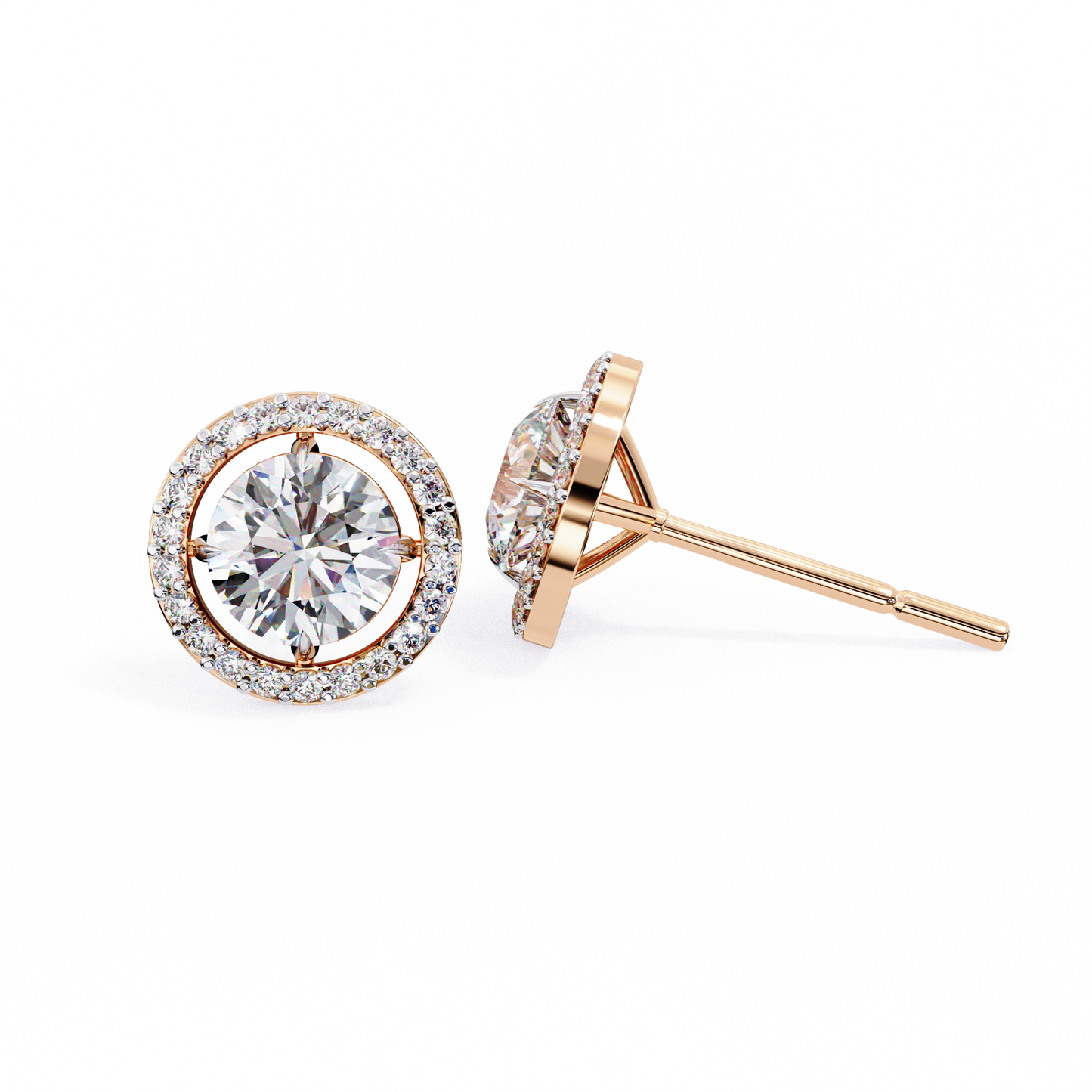 1.82 carat round cut halo diamond stud earrings - everyday fine jewelry