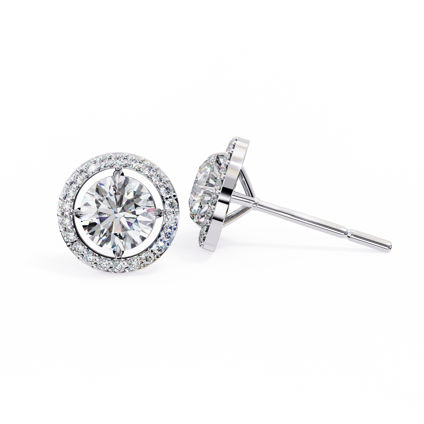 1.82 carat round cut halo diamond stud earrings - everyday fine jewelry