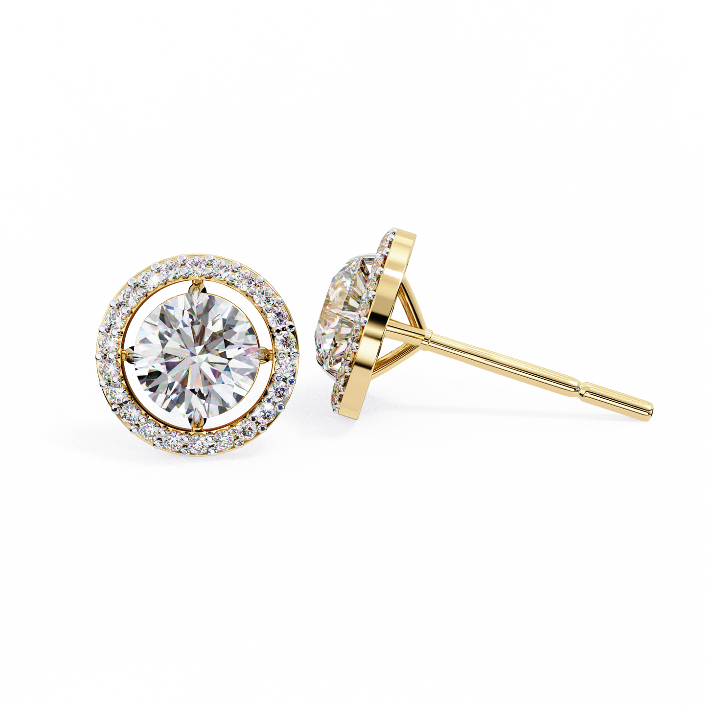 1.82 carat round cut halo diamond stud earrings - everyday fine jewelry