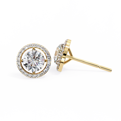 1.82 Carat Round Cut Halo Diamond Stud Earrings - Everyday Fine Jewelry
