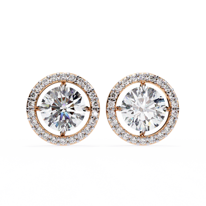 1.82 Carat Round Cut Halo Diamond Stud Earrings - Everyday Fine Jewelry