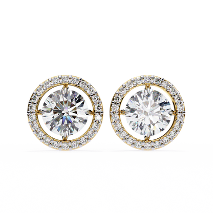1.82 Carat Round Cut Halo Diamond Stud Earrings - Everyday Fine Jewelry