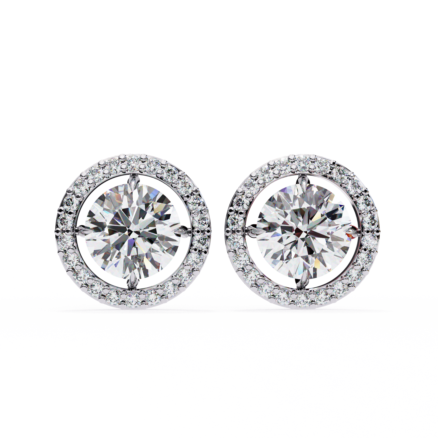1.82 carat round cut halo diamond stud earrings - everyday fine jewelry