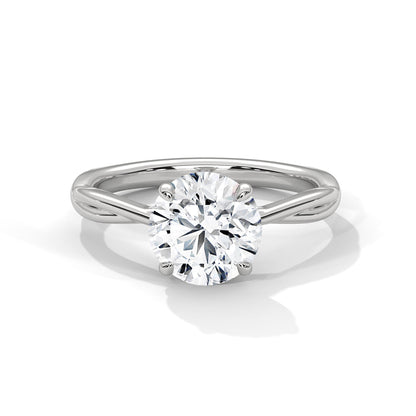 Women’s 2 Carat Round Cut Four-Prong Swirl Solitaire Diamond Engagement Ring