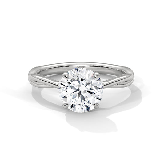 Women’s 2 Carat Round Cut Four-Prong Swirl Solitaire Diamond Engagement Ring