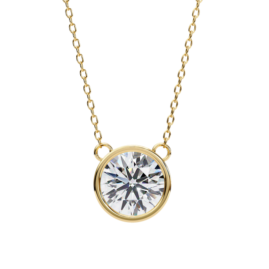 LGD Solitaire Pendant Round Stone (1.78ct) In 14K Gold Without Chain