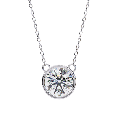 2.00 Carat Round Cut Bezel Set Diamond Solitaire Pendant Necklace – Fine Jewelry