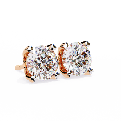 2.60 Carat Round Cut Diamond Solitaire Stud Earrings – Elegant Everyday Jewelry