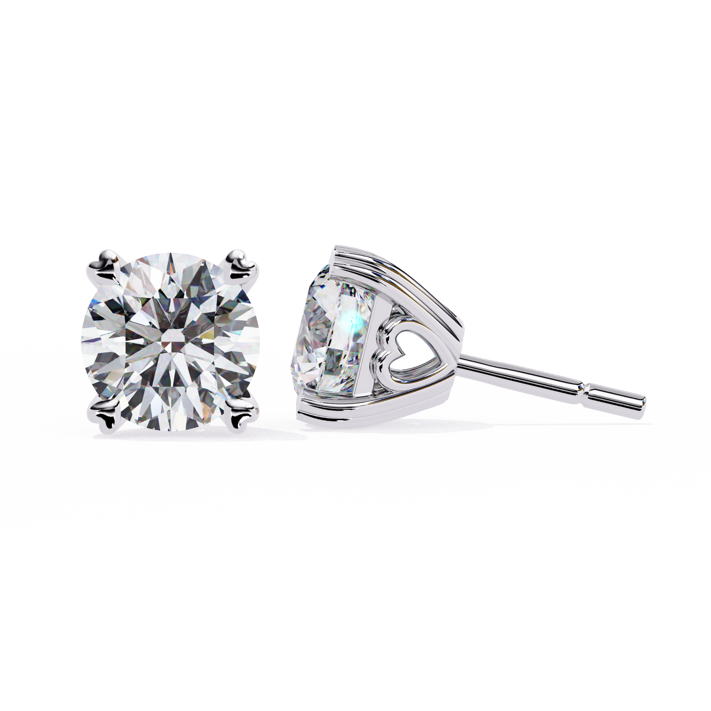 2.60 carat round cut diamond solitaire stud earrings – elegant everyday jewelry