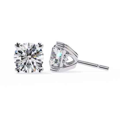 2.60 Carat Round Cut Diamond Solitaire Stud Earrings – Elegant Everyday Jewelry