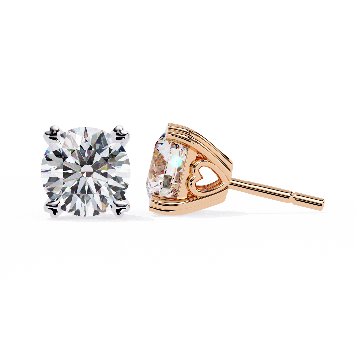 2.60 carat round cut diamond solitaire stud earrings – elegant everyday jewelry