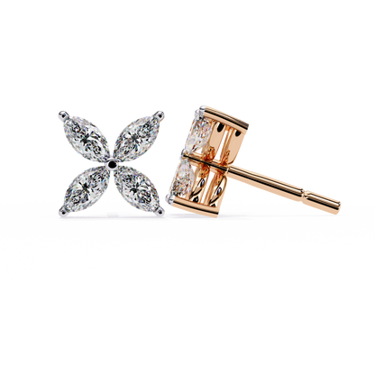 0.80 Carat Marquise Cut Diamond Flower Studs Earrings – Elegant Fine Jewelry