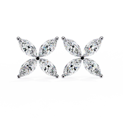 0.80 Carat Marquise Cut Diamond Flower Studs Earrings – Elegant Fine Jewelry