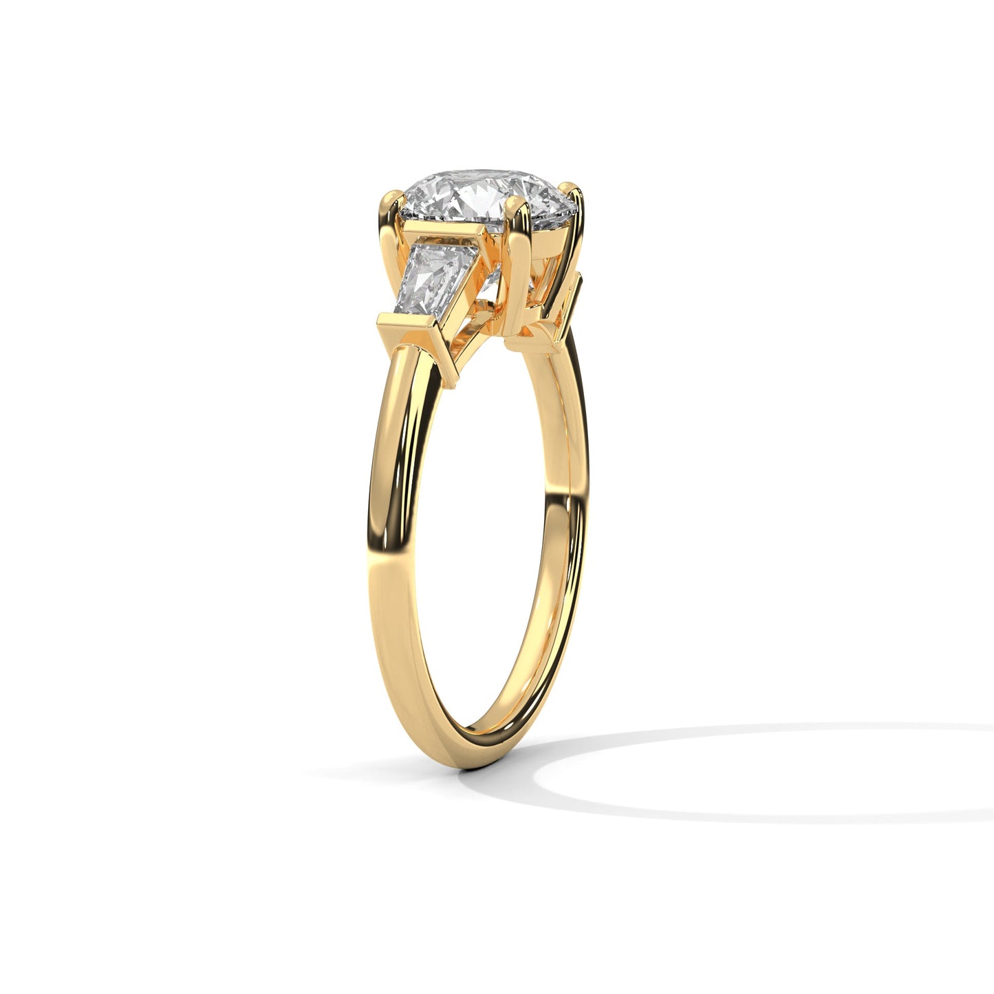 2.50 carat round & baguette cut solitaire diamond engagement ring for women