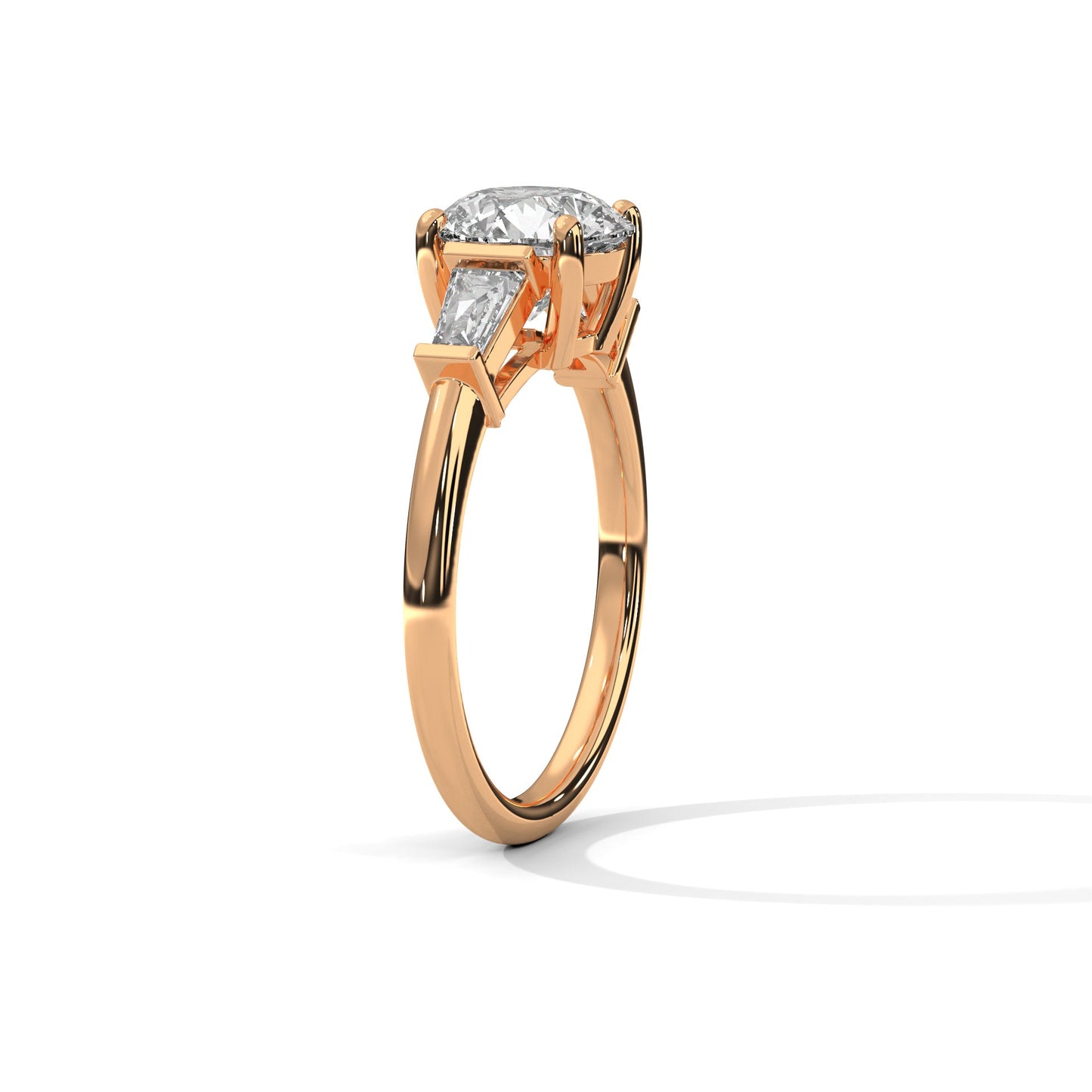 2.50 carat round & baguette cut solitaire diamond engagement ring for women
