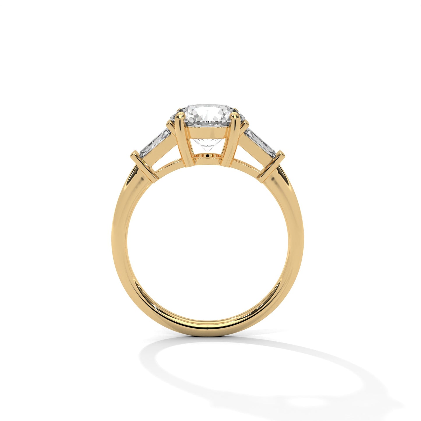 2.50 carat round & baguette cut solitaire diamond engagement ring for women