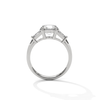 2.50 Carat Round & Baguette Cut Solitaire Diamond Engagement Ring for Women